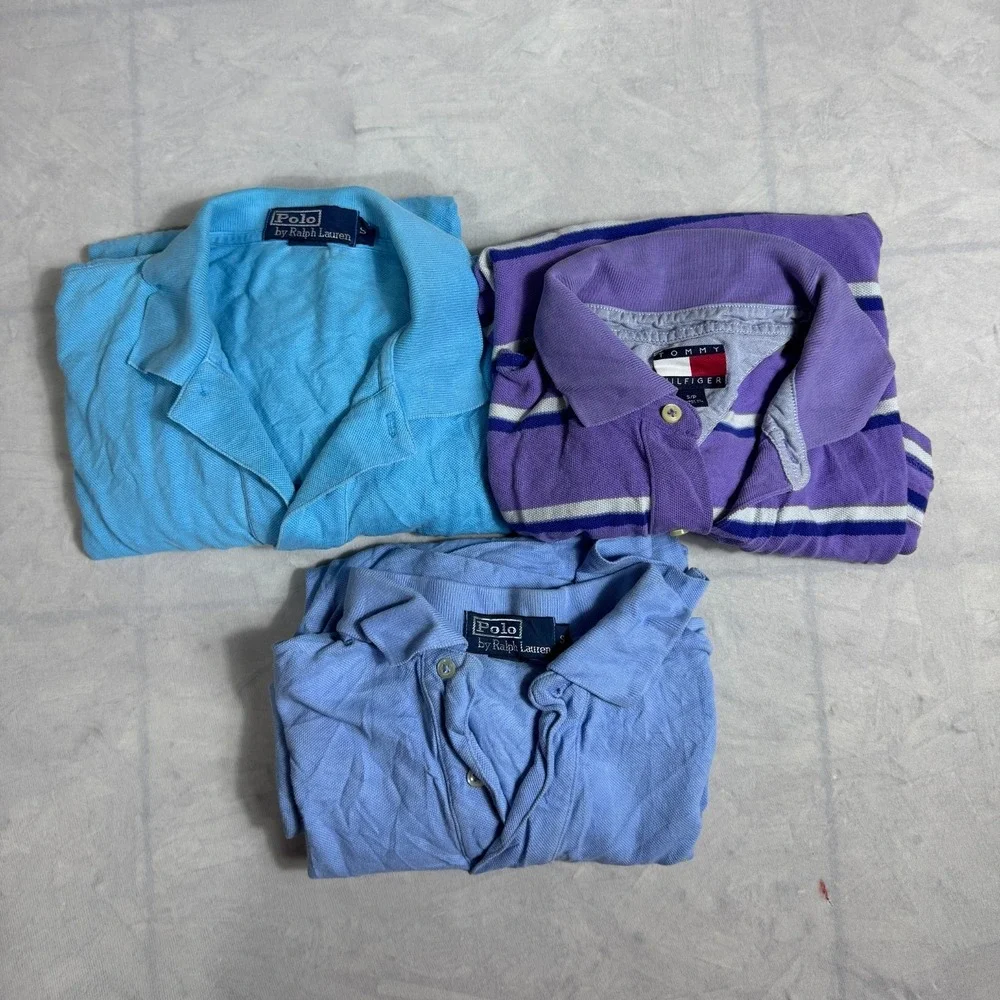 Polo Ralph Lauren Tommy Hilfiger Mens Polo Shirt Blue Purple Comfort S Lot Of 3